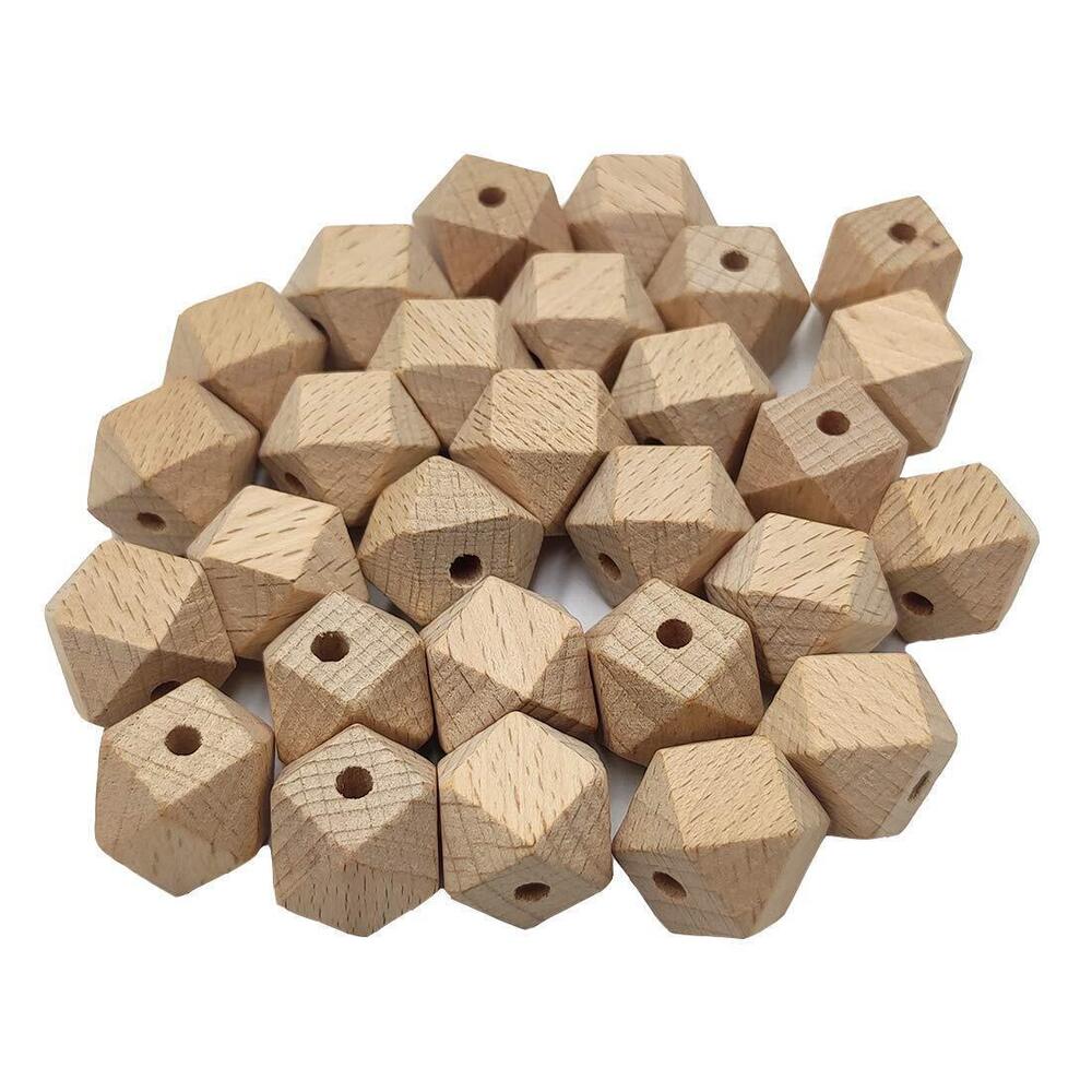 9440 200pcs Beech Wood Geometric Hexagon Bead Accessory 12mm Loose Wooden